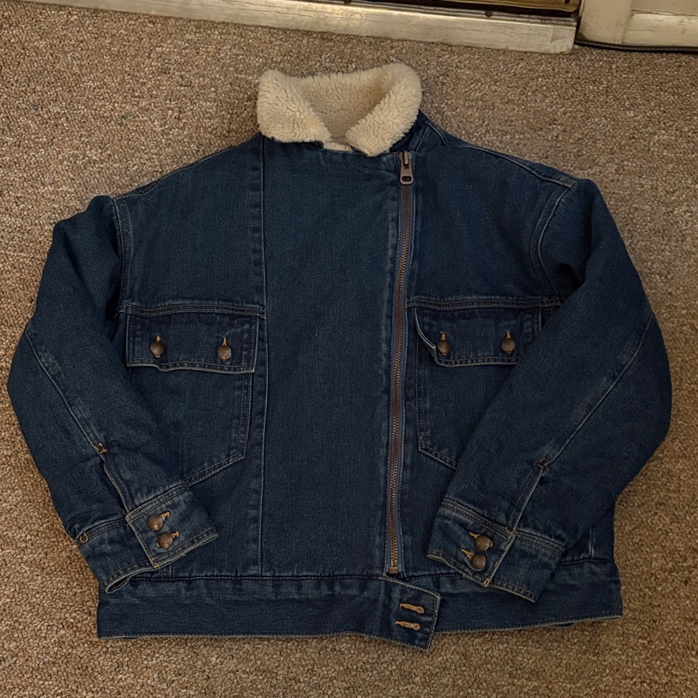 Denim Jacket with Sherpa Lining/Collar